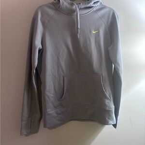 Nike Light Gray Hoodie with Lime Logo